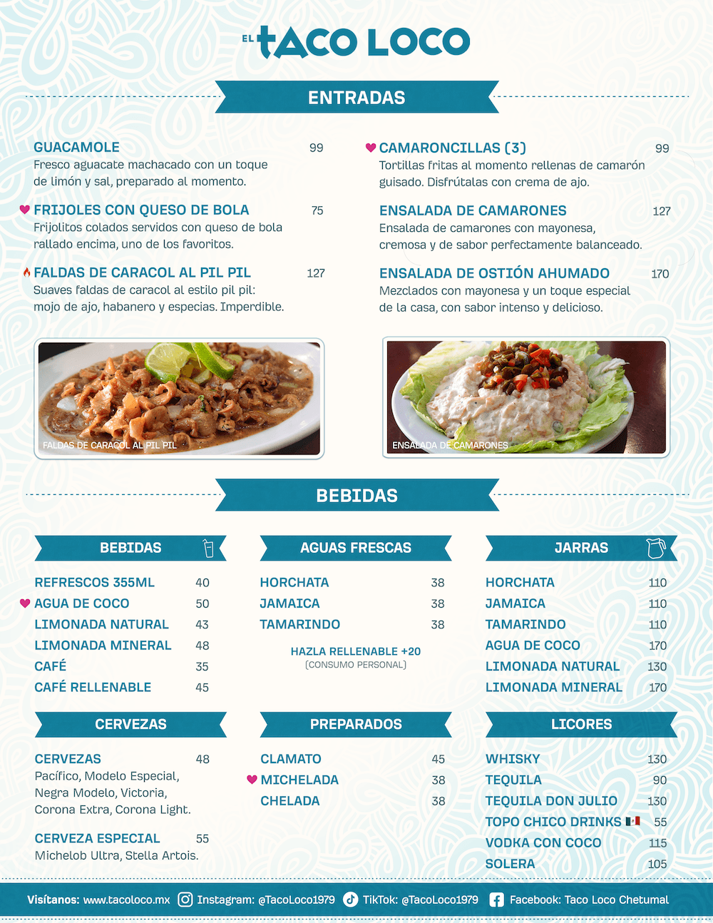 Menú de Taco Loco Chetumal, página 1